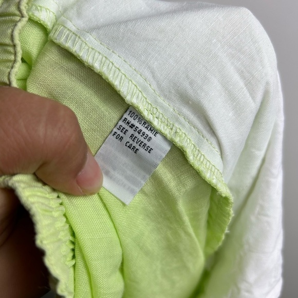 Jennifer Women Lime Green 100% Linen Trousers Wide Leg European Pants Size 16 - Picture 9 of 12